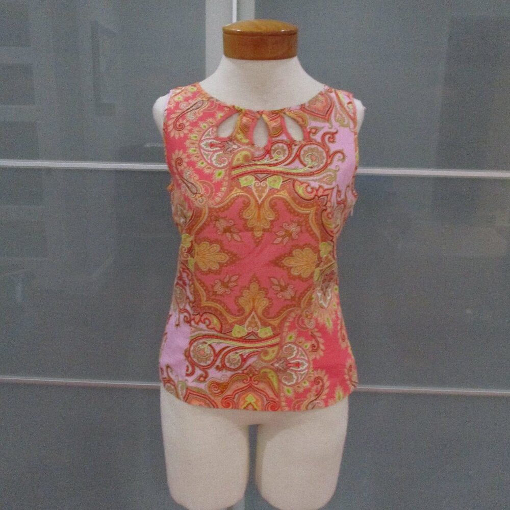 J. Crew Black Label Paisley Print Keyhole Tank Top